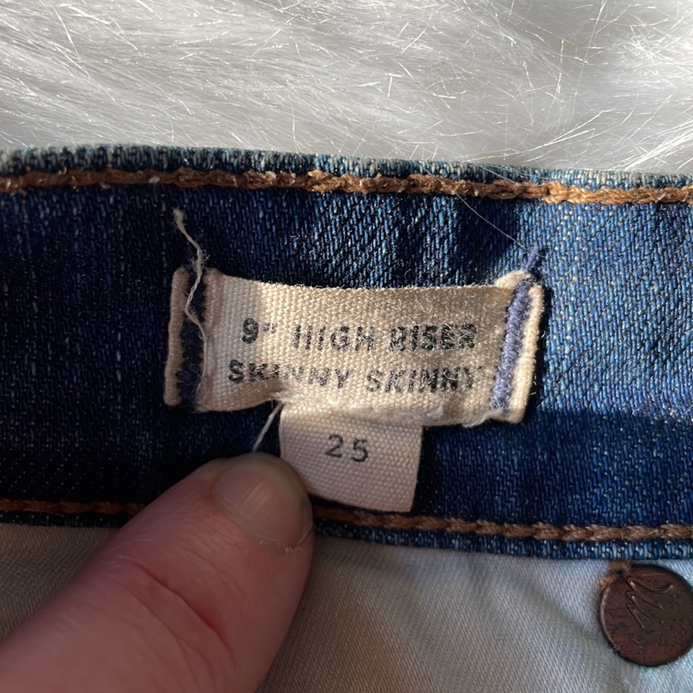 Madewell 9” high riser skinny skinny busted knee jeans EUC size 25 - Picture 3 of 10